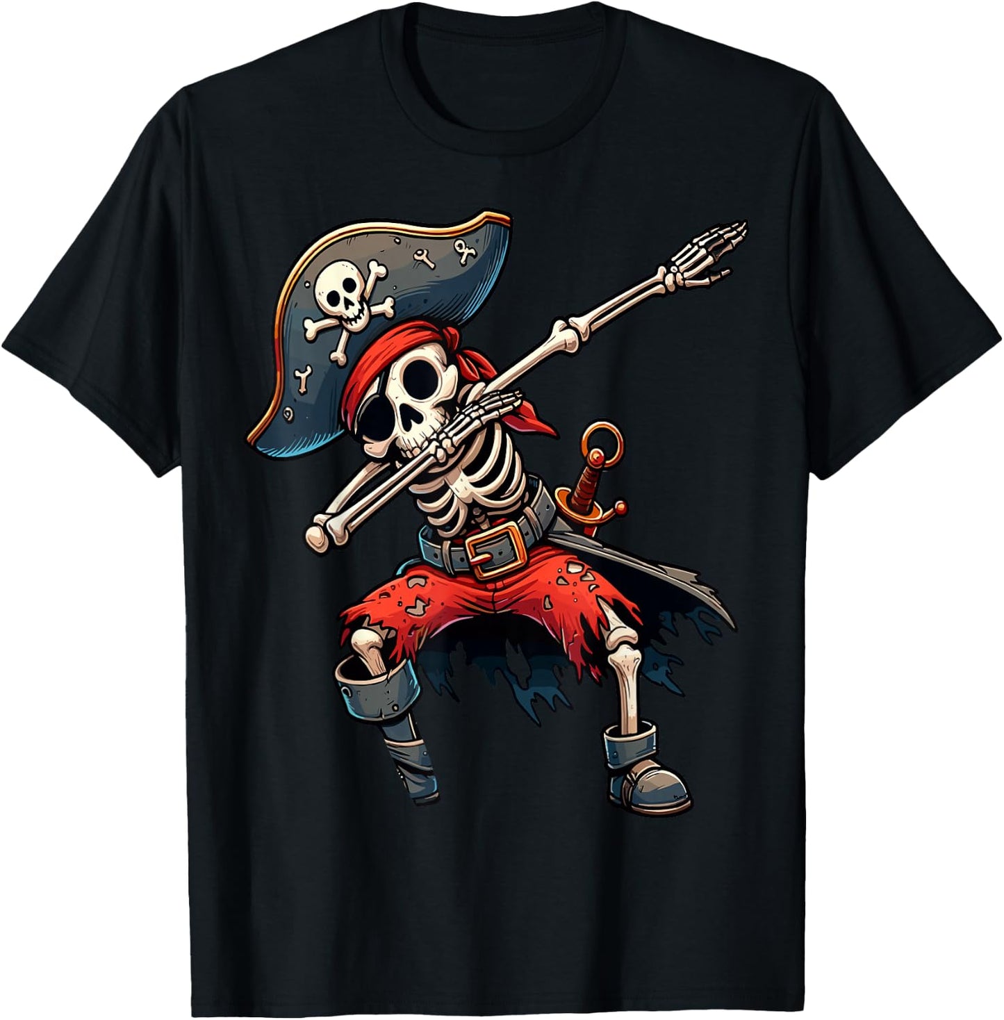 Dabbing Skeleton Pirate Kids T-Shirt - T-Shirt | Black