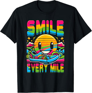 Hilarious Running Runner Smile Every Mile Graphic Saying T-Shirt - T-Shirt | Black