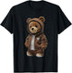 Cute Plush Bear in Brown Outfit T-Shirt - T-Shirt | Black