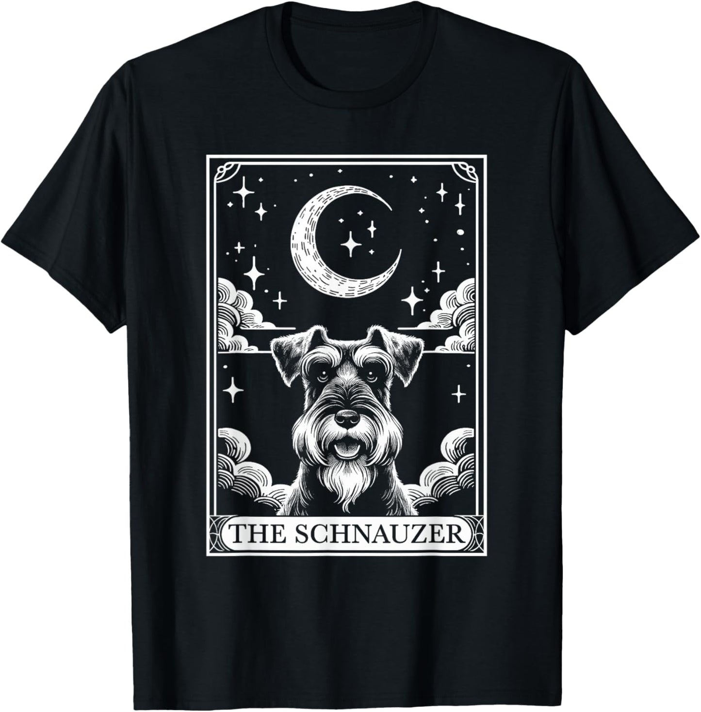 Tarot Card Vintage Crescent Moon Miniature Schnauzer Dog Mom T-Shirt - T-Shirt | Black