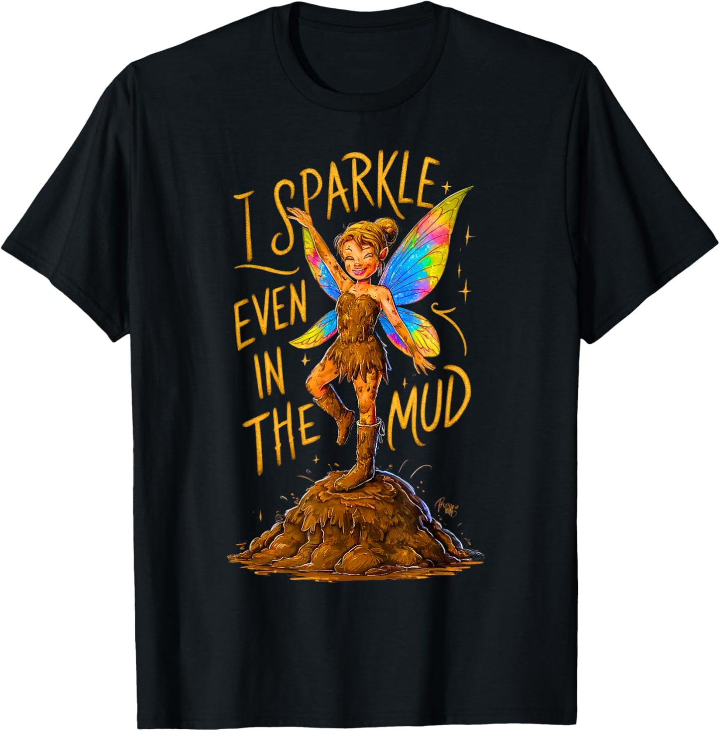 Mud Run Princess I Sparkle Even in Mud Team Fairy Girls ATV T-Shirt - T-Shirt | Black