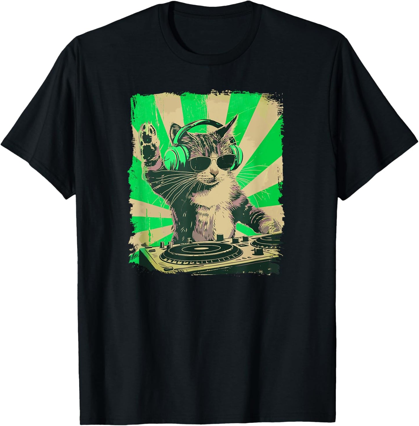 DJ Cat Disco Funny Sound Tech Headphone Techno Music Women T-Shirt - T-Shirt | Black