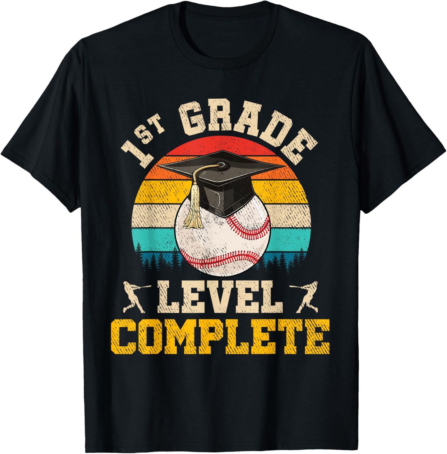 1st Grade Level Complete Baseball Boy Last Day Of School T-Shirt - T-Shirt | Black