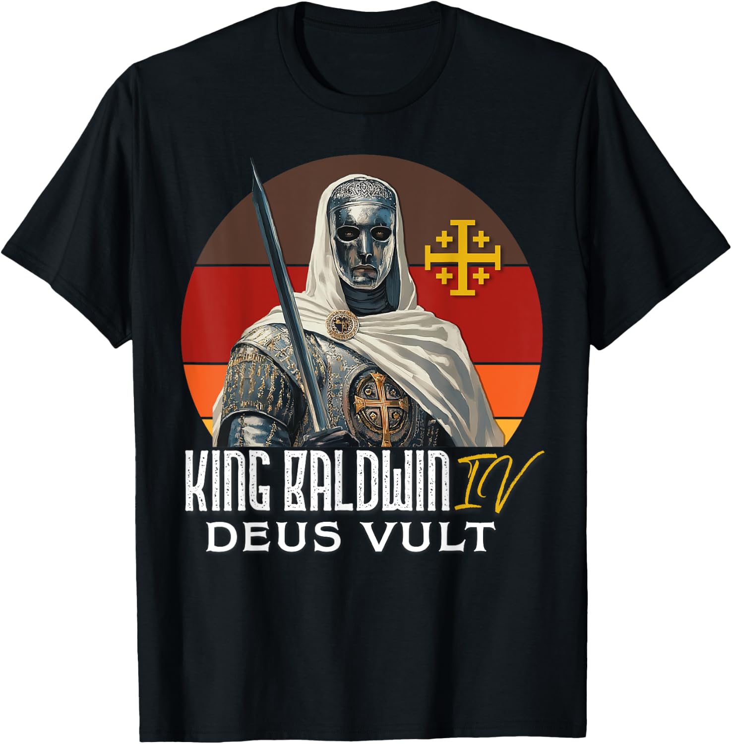 King Baldwin IV Jerusalem Cross Catholic T-Shirt - T-Shirt | Black