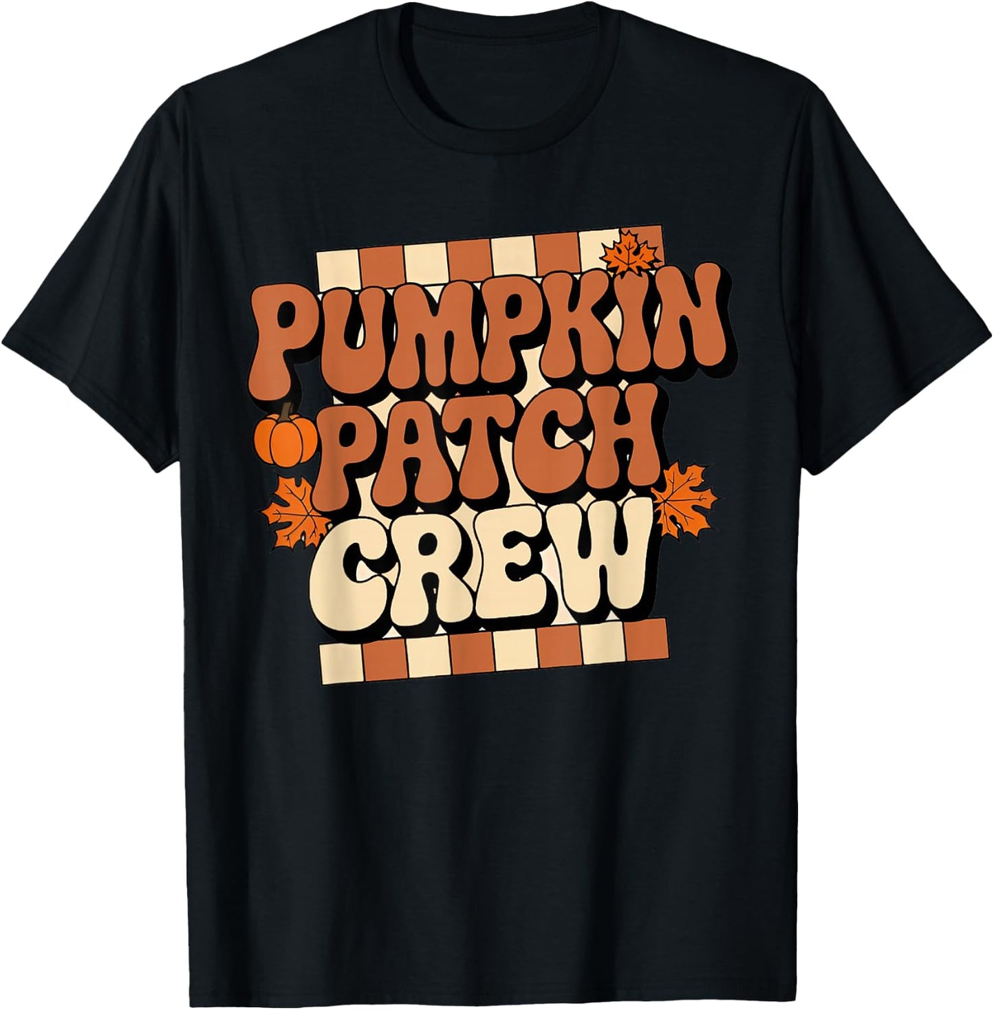 Pumpkin Patch Crew Toddler Boy Groovy Girl Retro Halloween T-Shirt - T-Shirt | Black