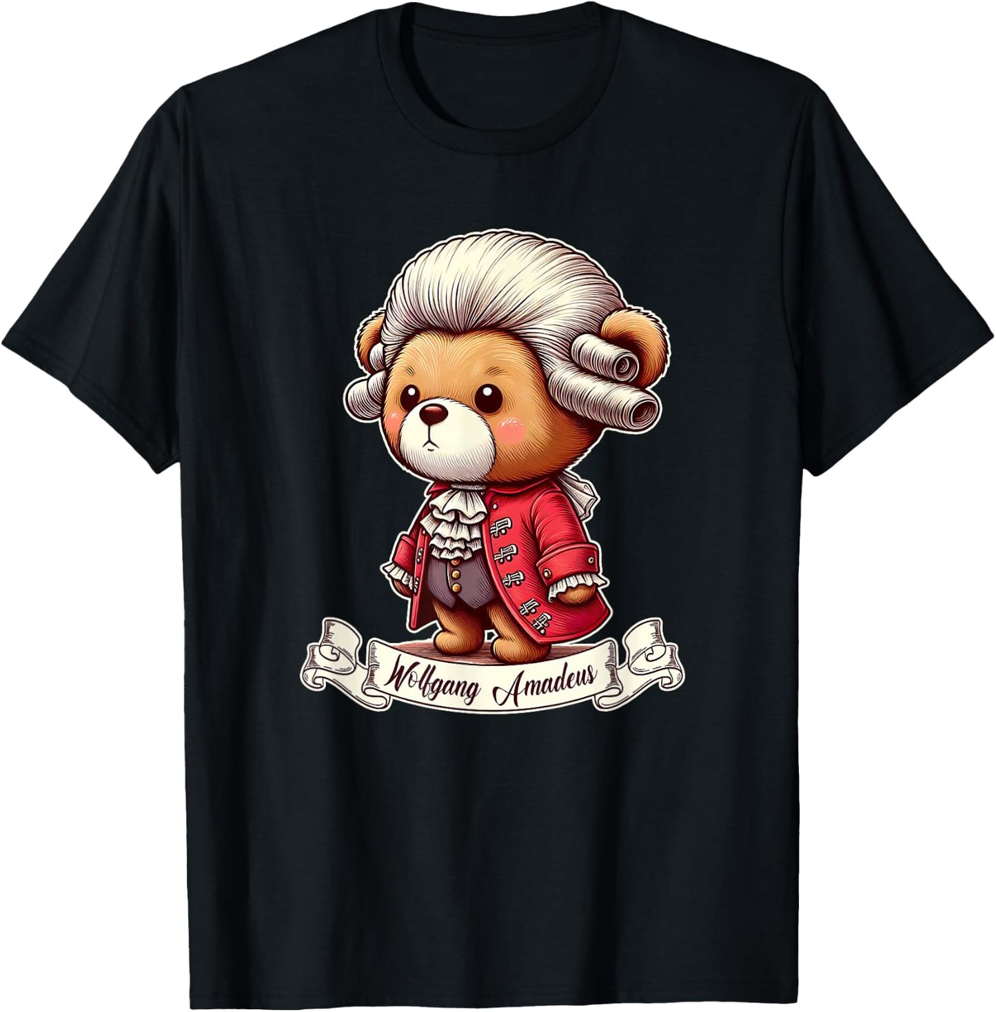 Wolgang Amadeus Mozart Shirt Cute Teddy Bear Classical Music T-Shirt - T-Shirt | Black
