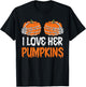 I Love His Broomstick I Love Her Pumpkins Halloween Couples T-Shirt - T-Shirt | Black