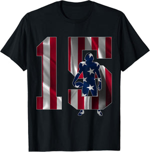 Number 15 Years Football 15th Birthday T-Shirt - T-Shirt | Black