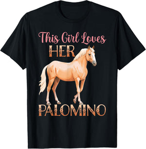 This Girl Loves Her Palomino Horse Lover Women Girls T-Shirt - T-Shirt | Black