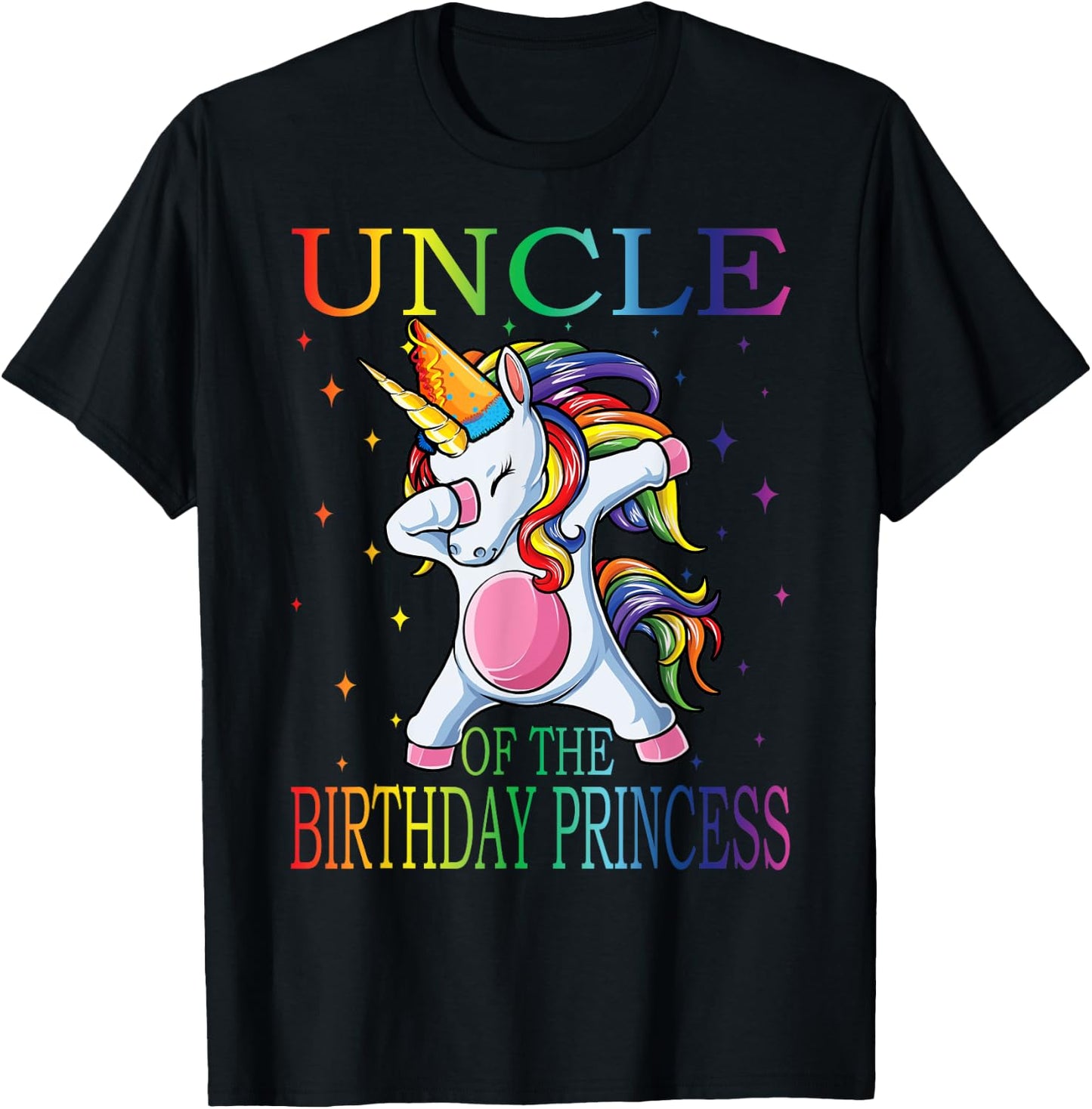 Uncle Of The Birthday Princess Unicorn T-Shirt - T-Shirt | Black