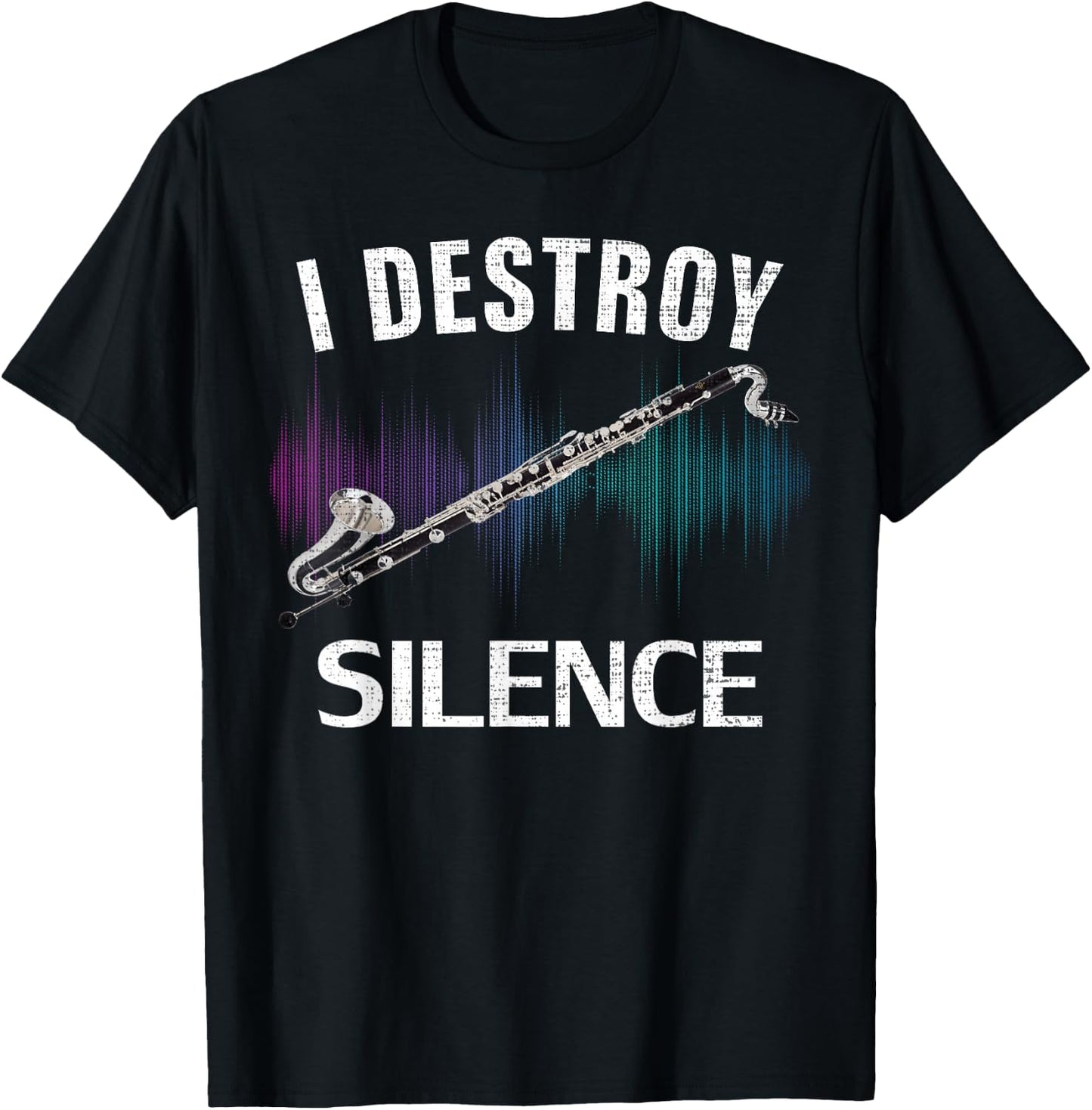 Vintage I Destroy Silence Bass Clarinet Funny Orchestra Gift T-Shirt - T-Shirt | Black