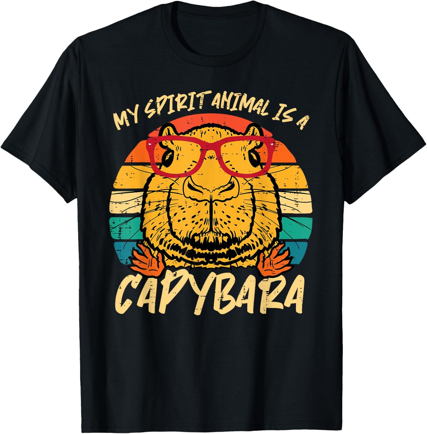 My Spirit Animal Is Capybara Retro Capy Women Girls Kids Men T-Shirt - T-Shirt | Black