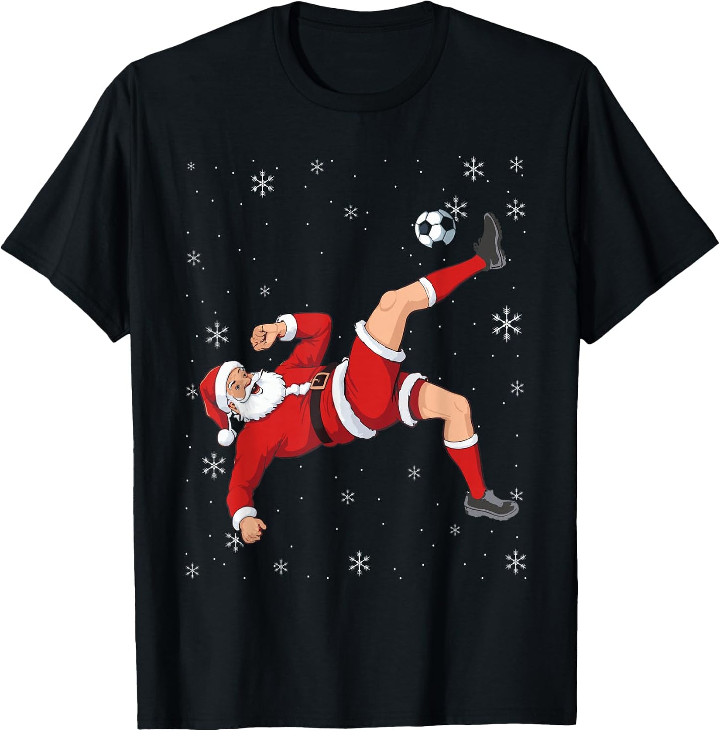 Soccer Christmas Santa Bicycle Kick Xmas Boys Men Ball Sport T-Shirt - T-Shirt | Black