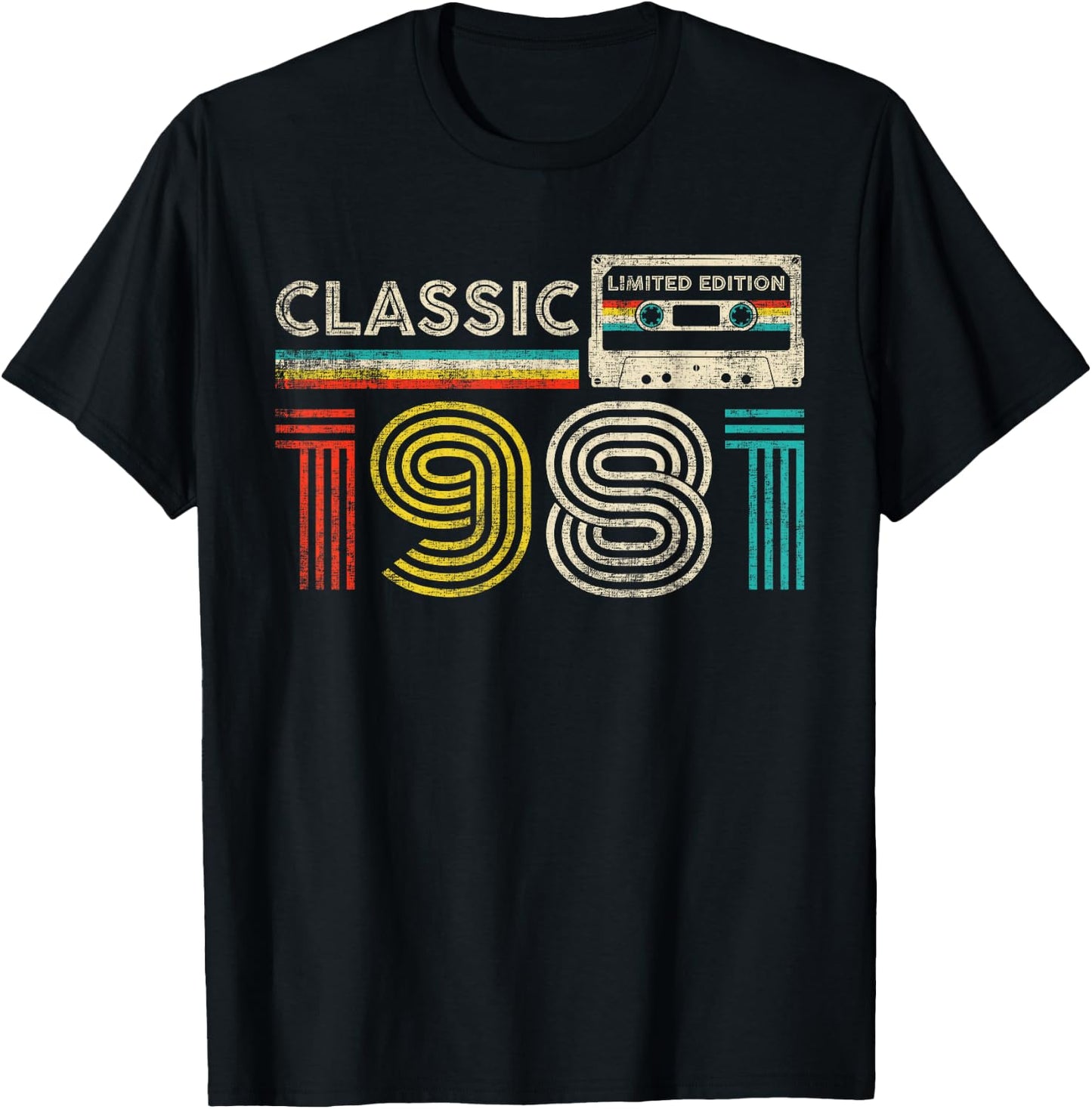 Classic 1981 Vintage 1981 Cassette Tape Men Women Birthday T-Shirt - T-Shirt | Black