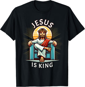 Jesus is King of Christian Faith T-Shirt - T-Shirt | Black