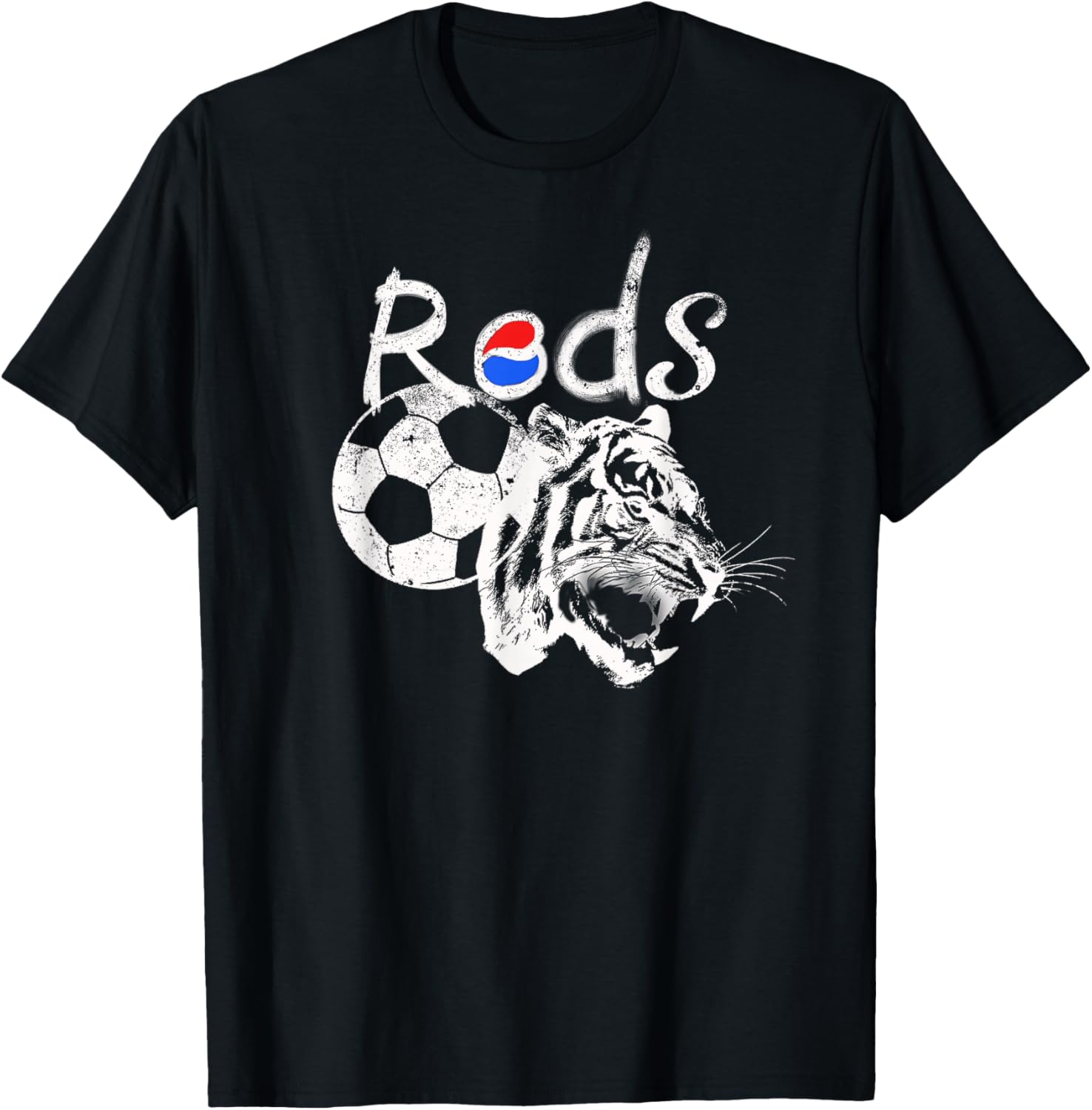 Korean Soccer red with Tiger and Korean Flag T-Shirt - T-Shirt | Black