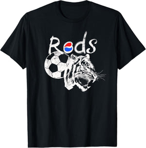 Korean Soccer red with Tiger and Korean Flag T-Shirt - T-Shirt | Black