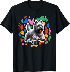 Cairn Terrier Colorful Design Dog T-Shirt - T-Shirt | Black