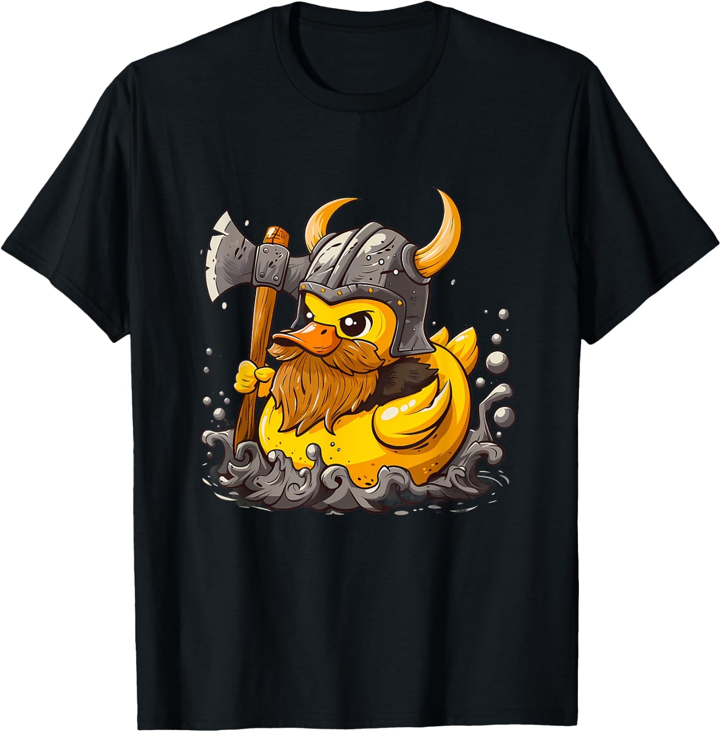 Rubber Duck Viking Duck Viking Helmet Rubber Duckling T-Shirt - T-Shirt | Black