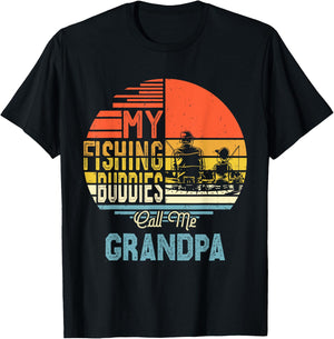Fisherman Gift My Favorite Fishing Buddies Call Me Grandpa T-Shirt - T-Shirt | Black