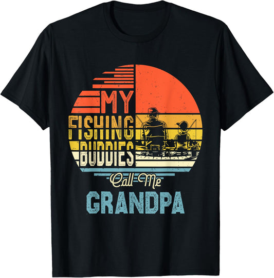 Fisherman Gift My Favorite Fishing Buddies Call Me Grandpa T-Shirt - T-Shirt | Black