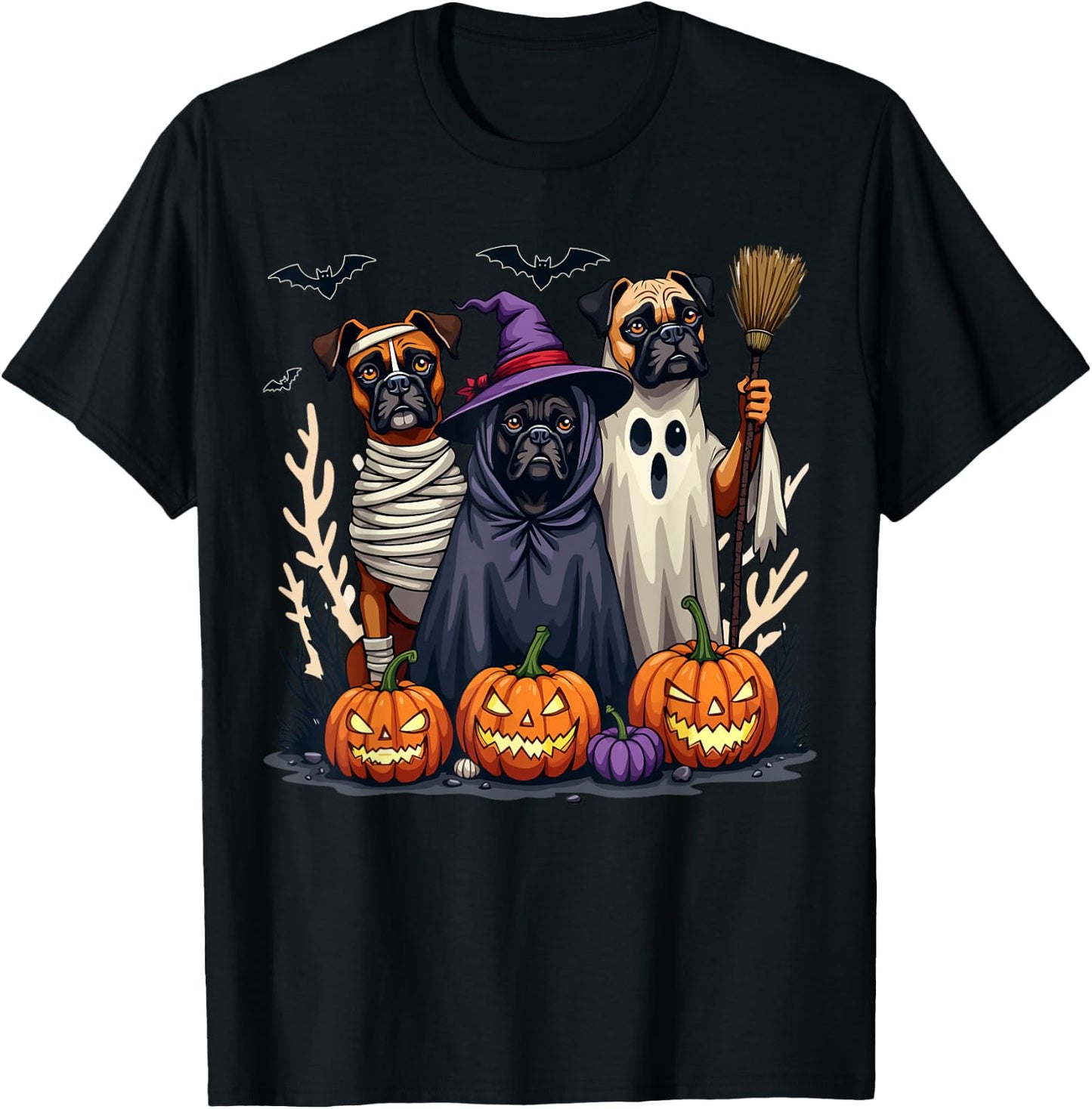 Boxer Halloween Costume Cute Spooky Dog Lover Men Women Kids T-Shirt - T-Shirt | Black