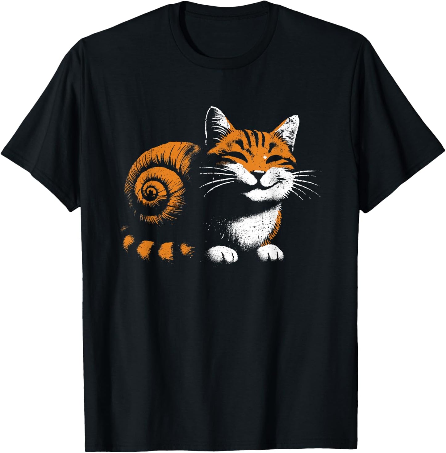 Cat Snail - Vintage Funny Graphic 2 in 1 Cat Snail Lover T-Shirt - T-Shirt | Black