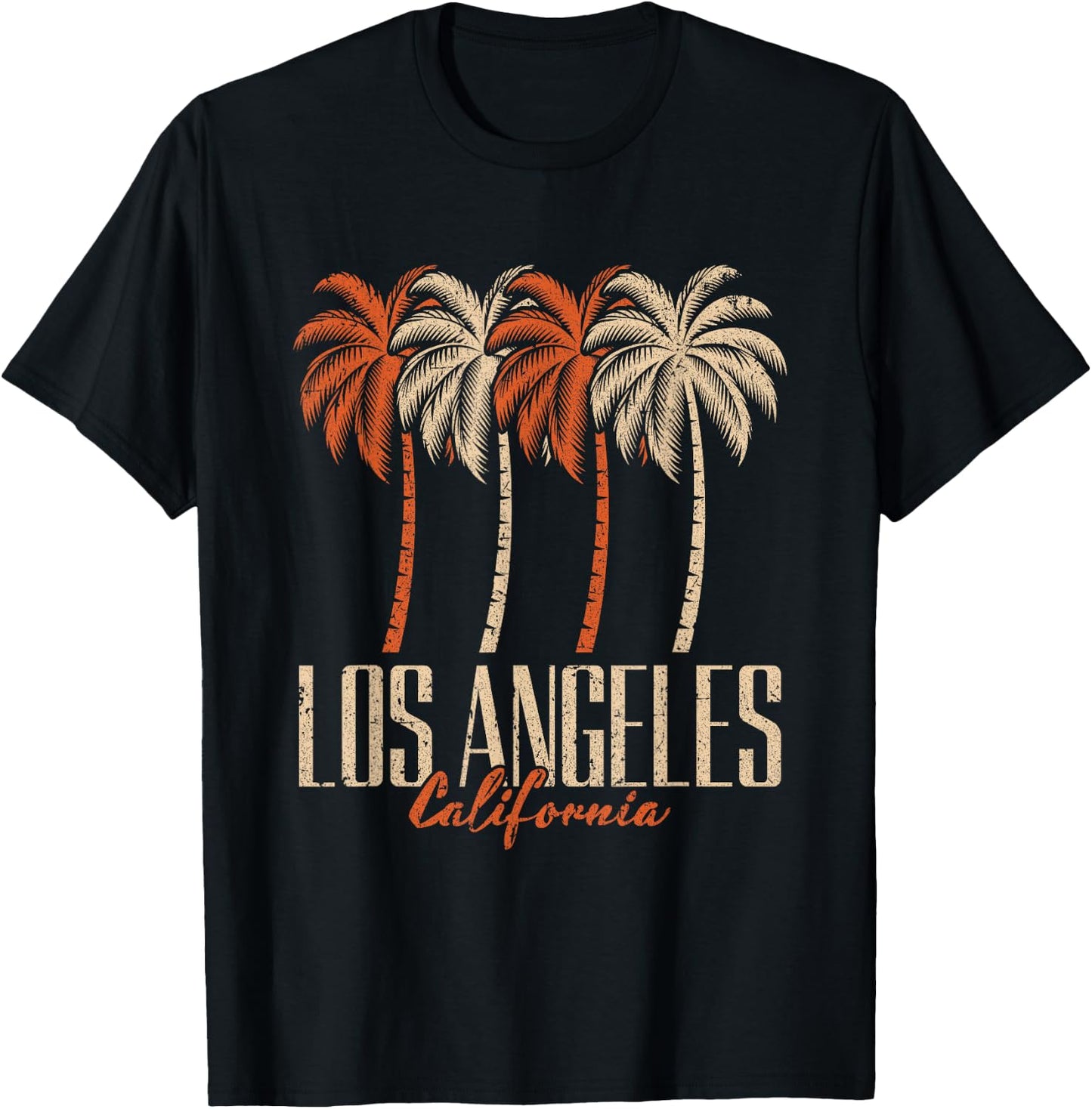 Vintage Los Angeles California Palm Trees Retro LA Graphic T-Shirt - T-Shirt | Black