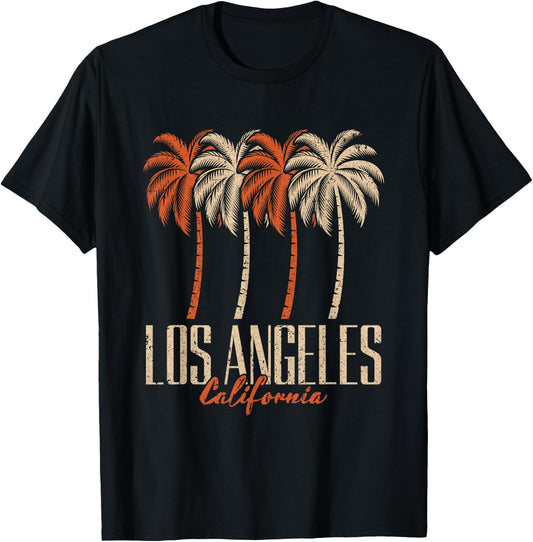 Vintage Los Angeles California Palm Trees Retro LA Graphic T-Shirt - T-Shirt | Black
