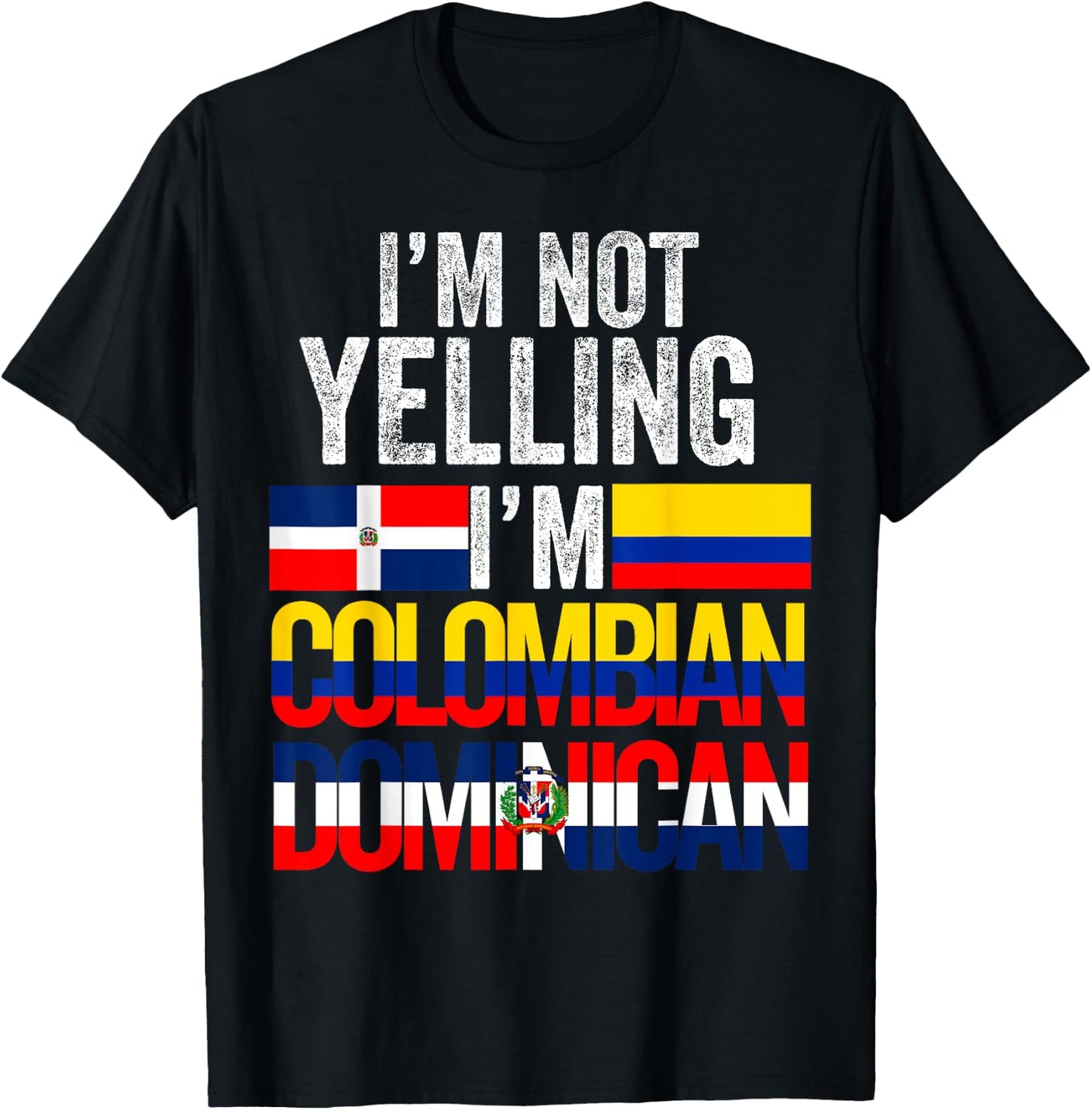 Half Colombian Half Dominican Flag 1/2 Heritage Pride T-Shirt - T-Shirt | Black