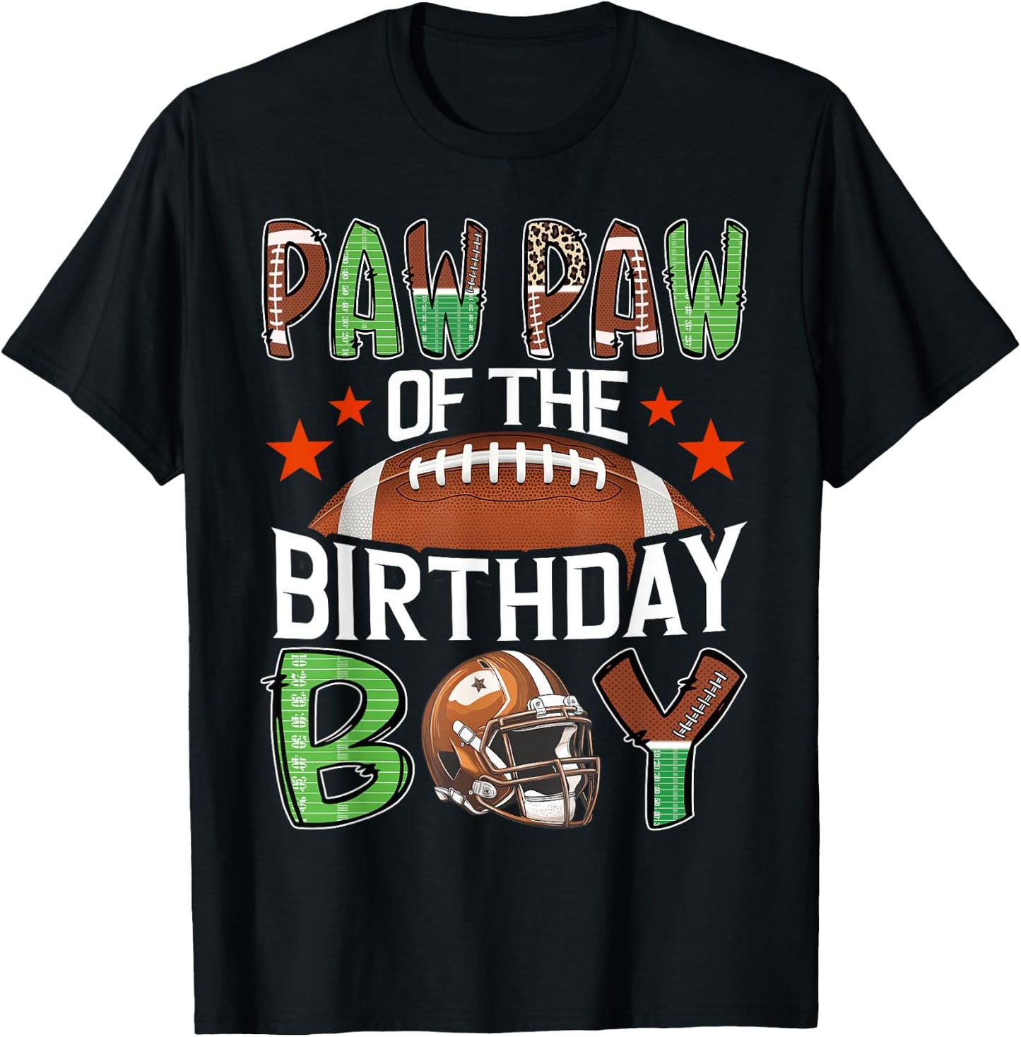 Paw Paw Of The Birthday Boy Game Day Football T-Shirt - T-Shirt | Black