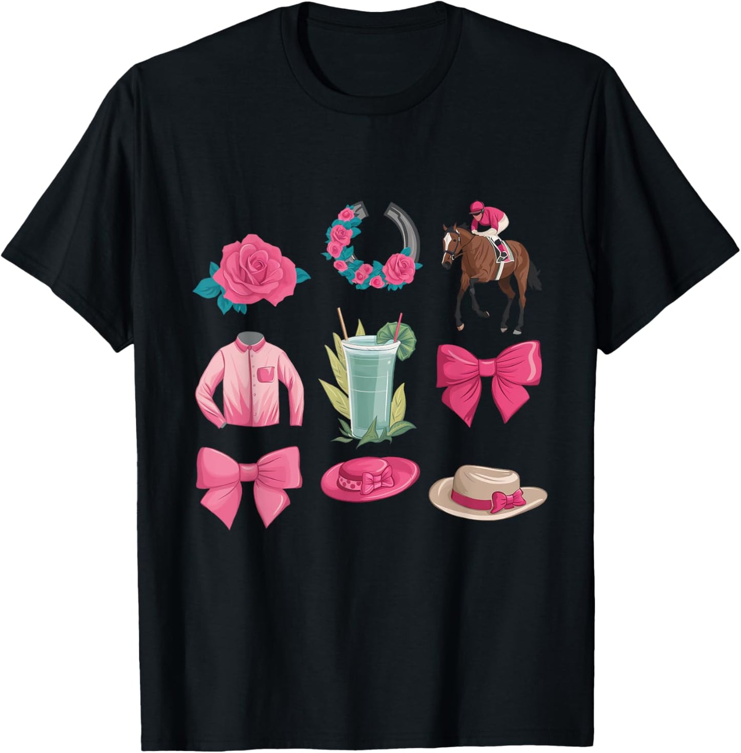 Pink Coquette Bow Derby Day Horse Racing Derby T-Shirt - T-Shirt | Black