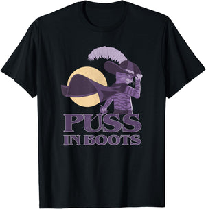DreamWorks Puss In Boots: The Last Wish Silhouette Puss Logo T-Shirt - T-Shirt | Black