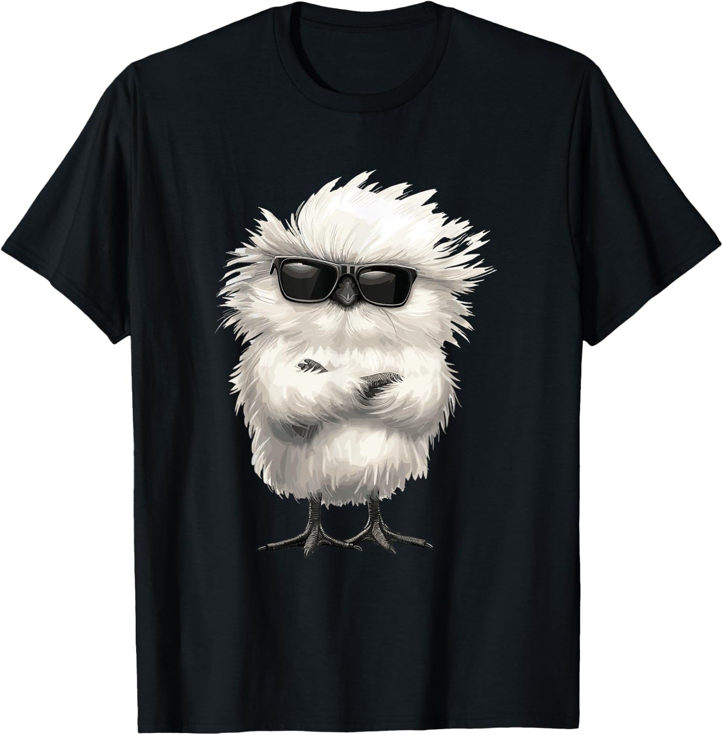 Silky Chicken Stuffed Animal Sunglasses Silkie Chicken T-Shirt - T-Shirt | Black