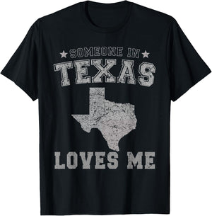 Someone in Texas Loves Me Heart Vintage State T-Shirt - T-Shirt | Black