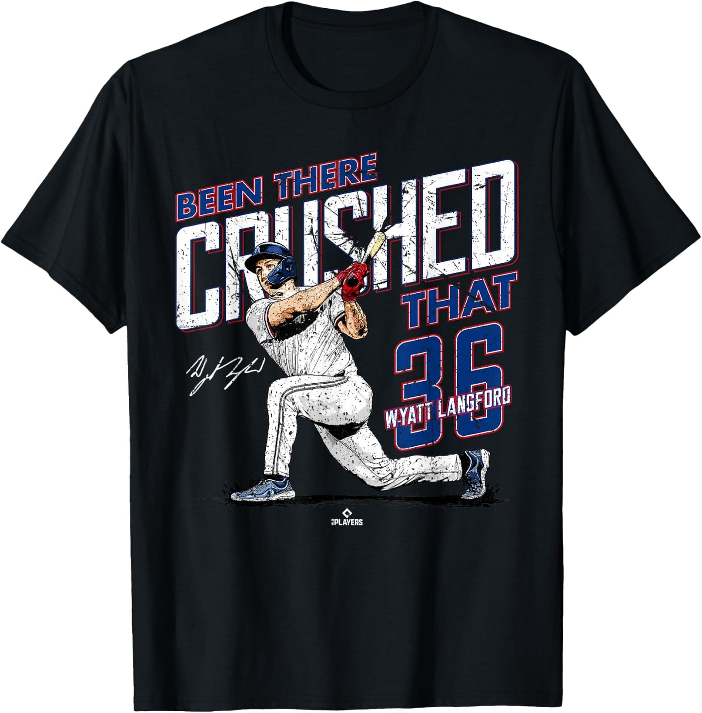 Ballpark MVP Been There Crushed That Wyatt Langford Texas MLBPA , Small, Black T-Shirt - T-Shirt | Black