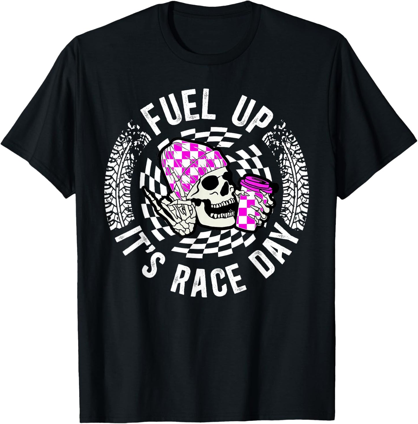 It's Race Day Racing Mom of A Racer Mother Racing Mama T-Shirt - T-Shirt | Black