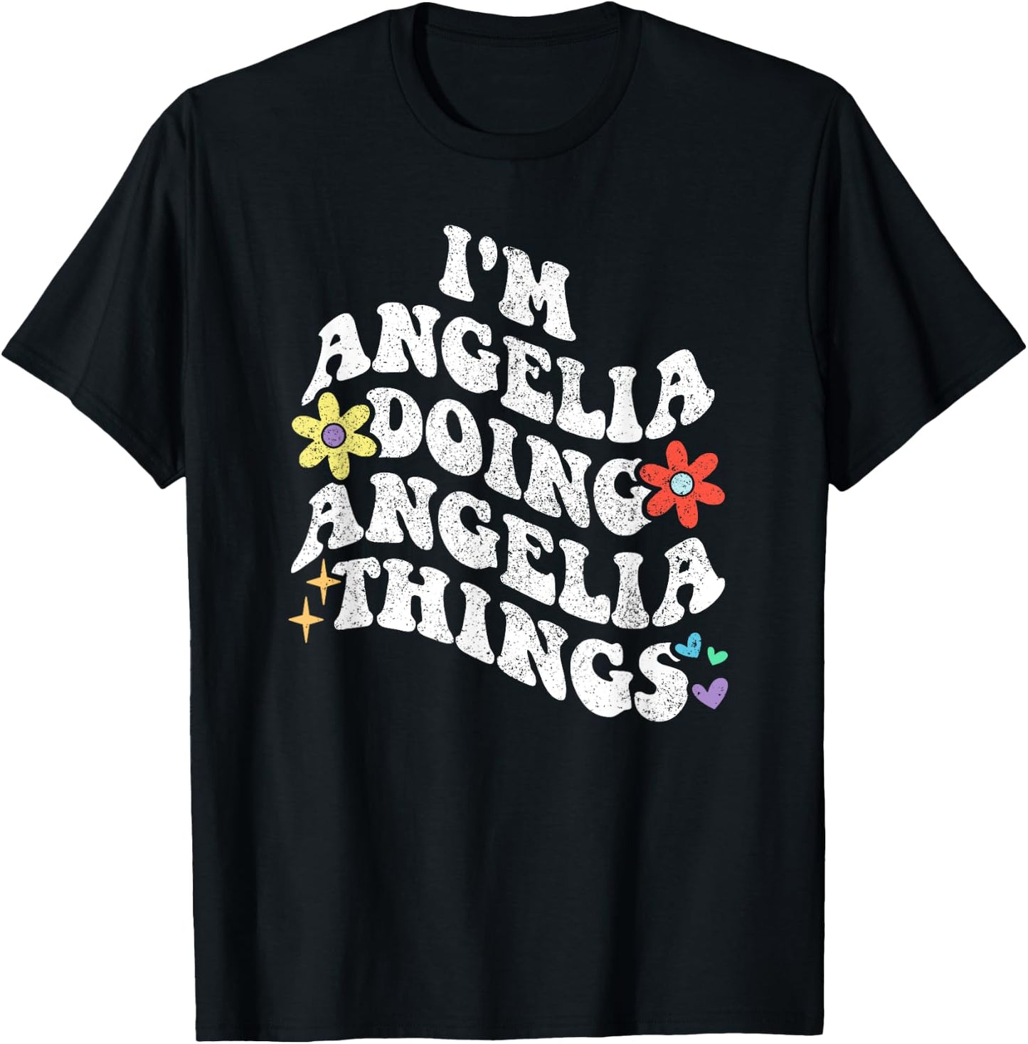Retro Groovy Im ANGELIA Doing ANGELIA Things Funny Mother's T-Shirt - T-Shirt | Black