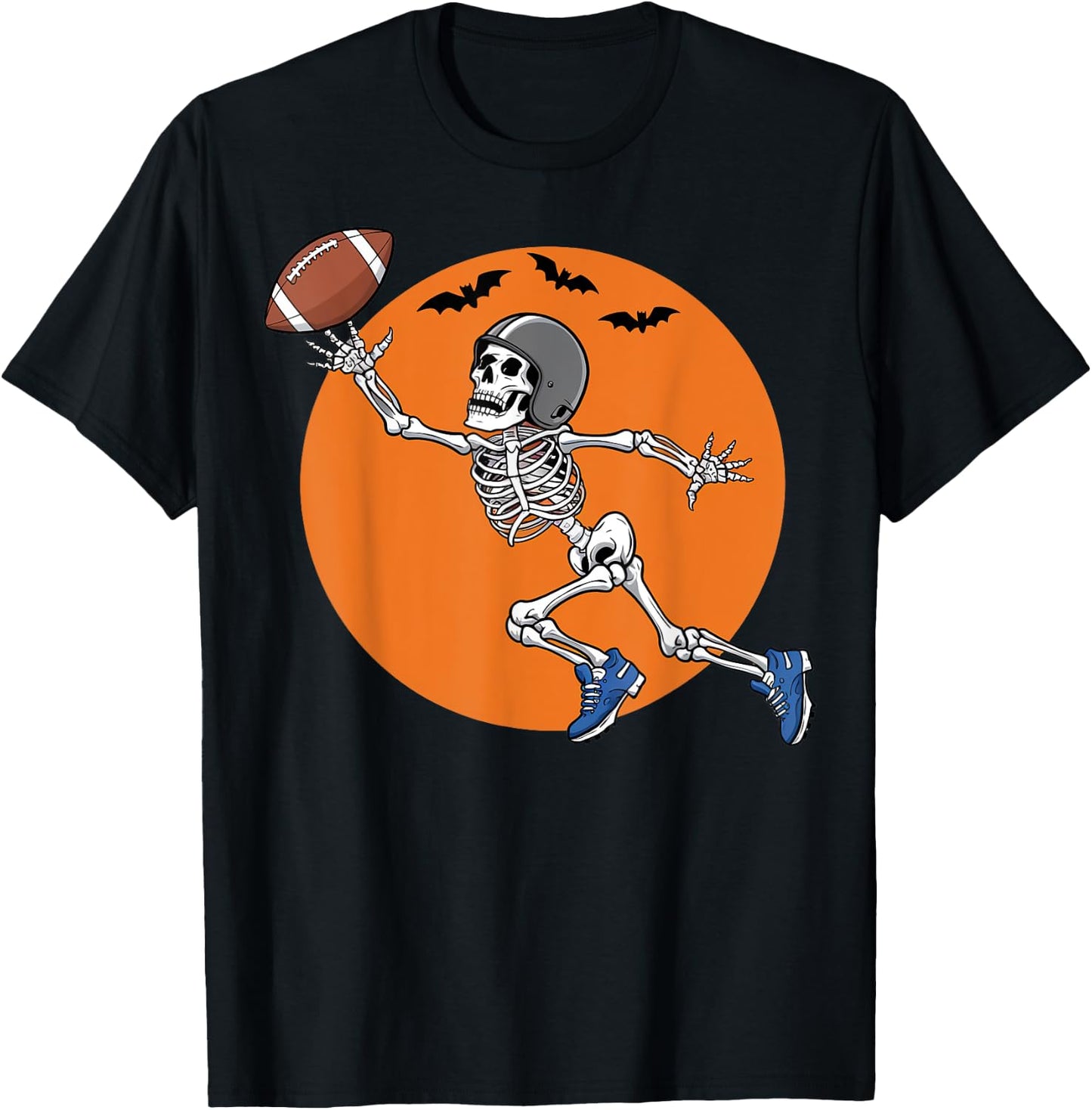 American Football Skeleton Halloween Gifts Men Women Boys T-Shirt - T-Shirt | Black