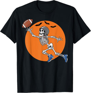 American Football Skeleton Halloween Gifts Men Women Boys T-Shirt - T-Shirt | Black