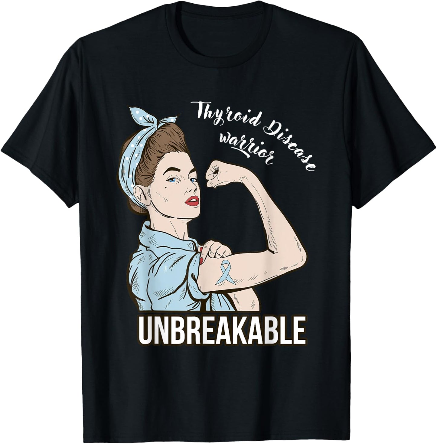 Thyroid Disease Awareness Warrior Fighter Support T-Shirt - T-Shirt | Black