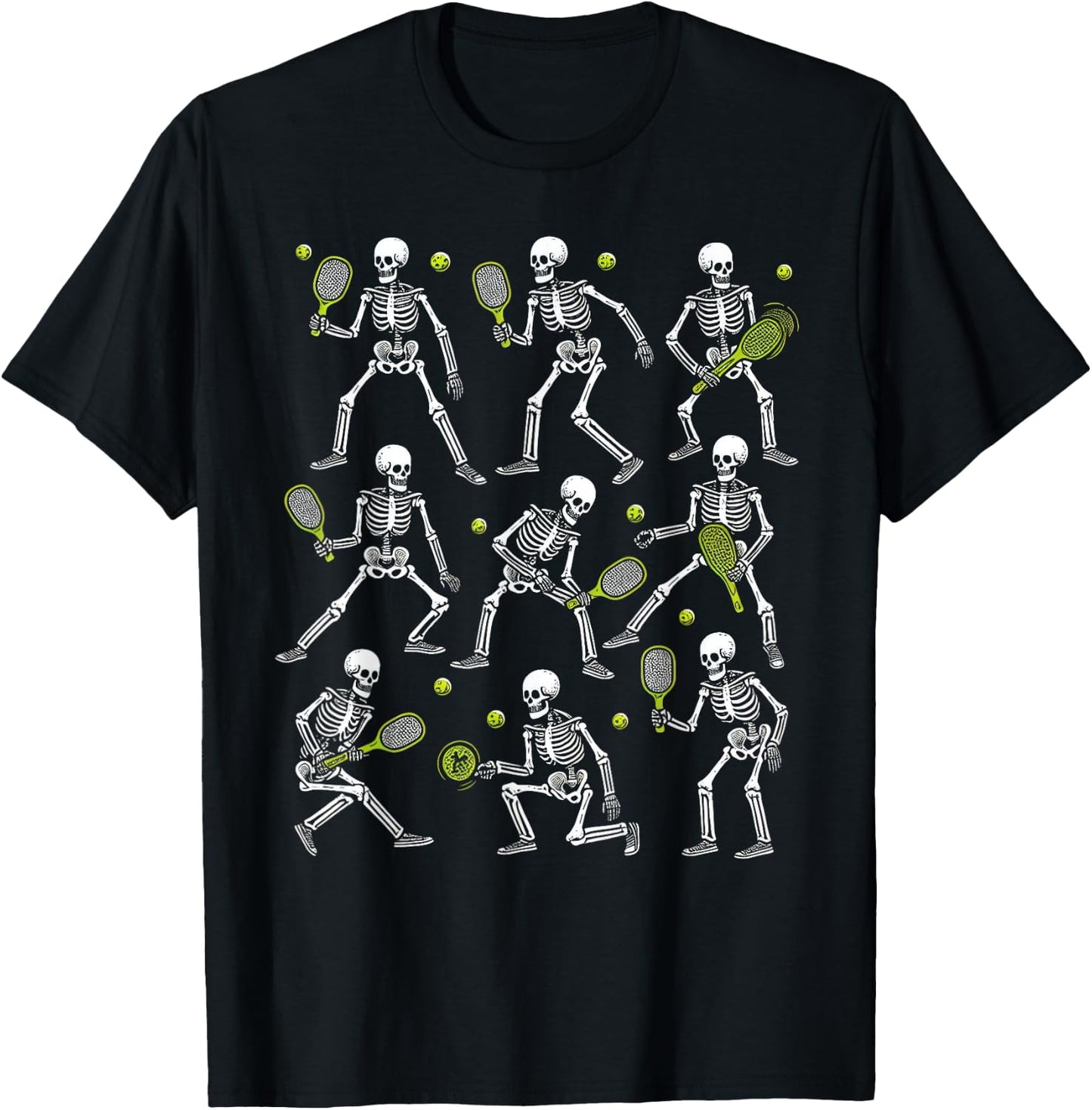 Funny Halloween Pickle Ball Skeletons Play Pickle Ball Boys T-Shirt - T-Shirt | Black