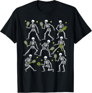 Funny Halloween Pickle Ball Skeletons Play Pickle Ball Boys T-Shirt - T-Shirt | Black