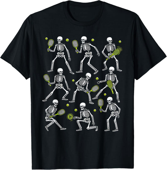 Funny Halloween Pickle Ball Skeletons Play Pickle Ball Boys T-Shirt - T-Shirt | Black
