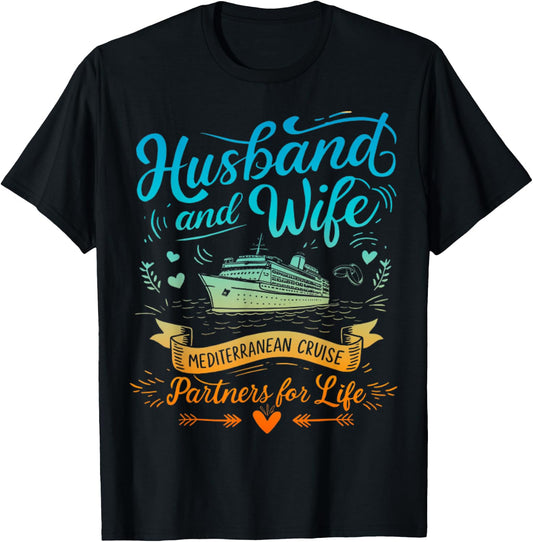 Husband And Wife Mediterranean Cruising Vacation Men Women T-Shirt - T-Shirt | Black