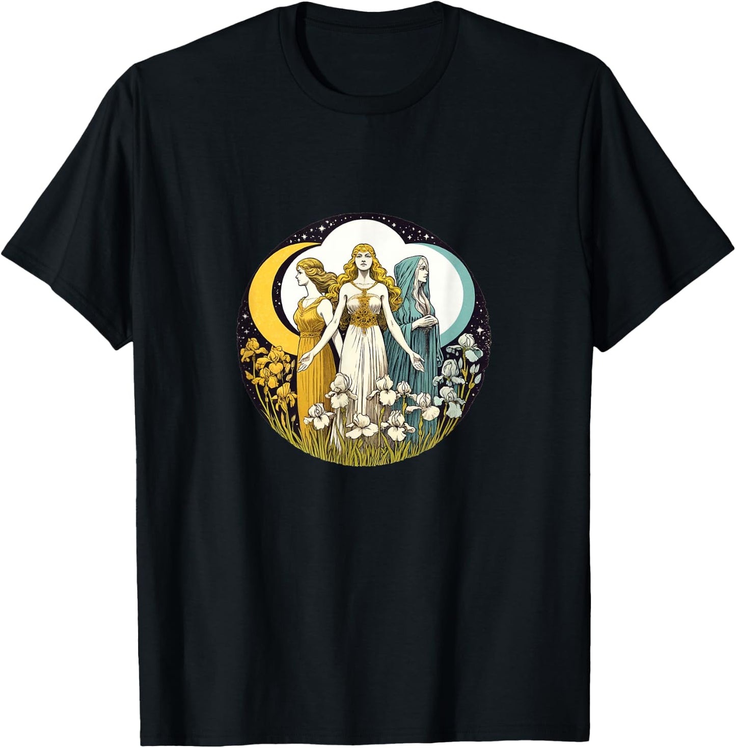 Triple Goddess Moon Goddesses maiden mother crone pagan T-Shirt - T-Shirt | Black