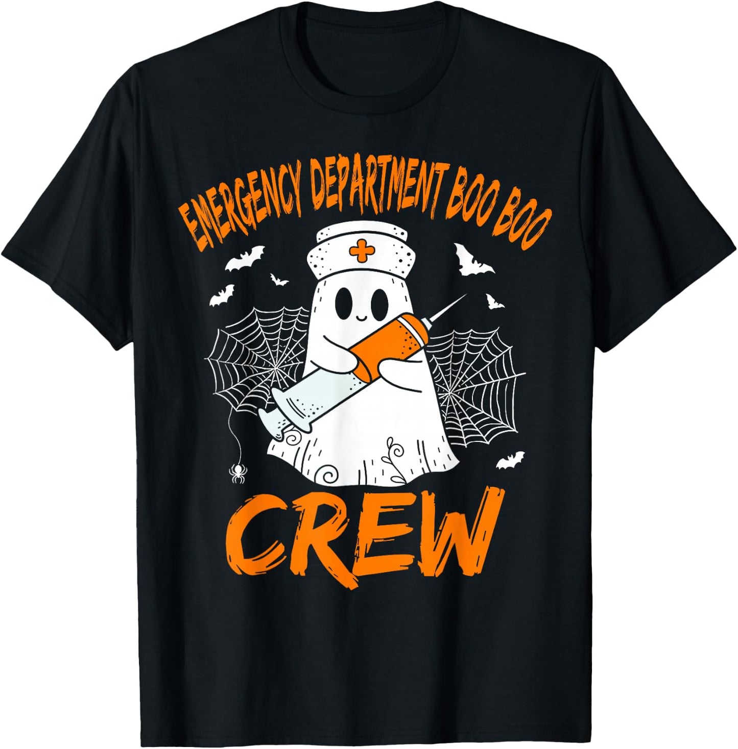Emergency Department Boo Crew Ghost ER Nurse Halloween T-Shirt - T-Shirt | Black