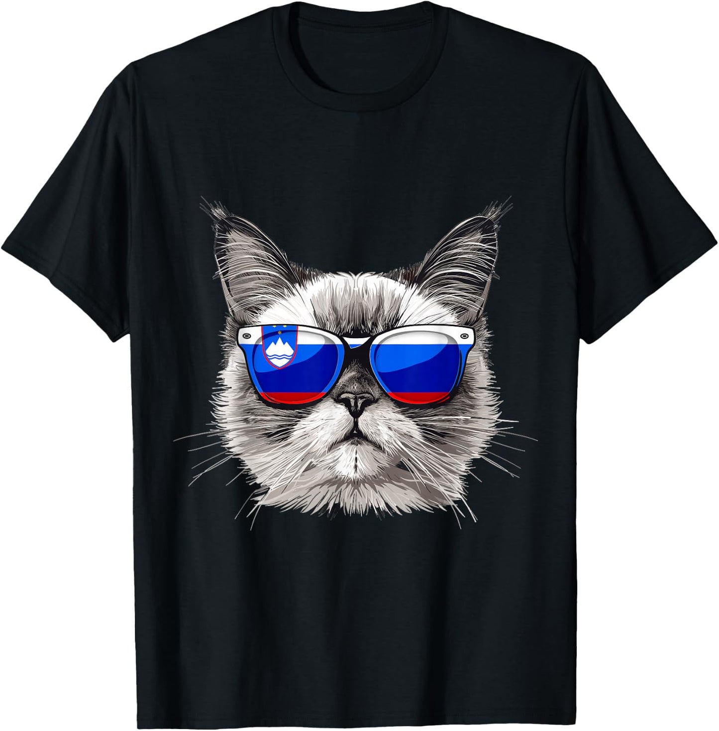 Slovenia Flag Cat Mom Souvenirs Products Kitten Slovenian T-Shirt - T-Shirt | Black