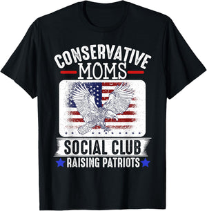 Conservative Moms Social Club Raising Patriots T-Shirt - T-Shirt | Black