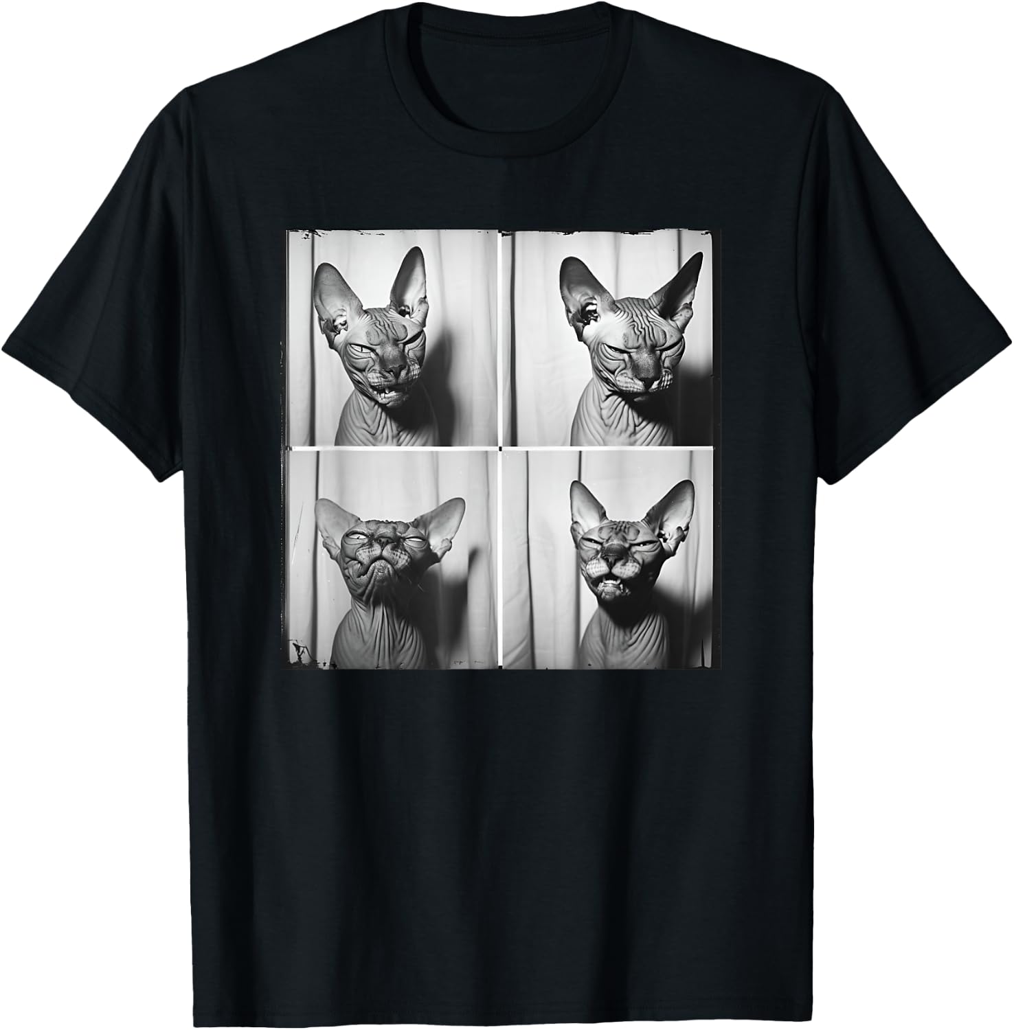 Funny Sphynx Cat Face Pet Photo Portrait Love Sphynx Cats Men Women Girls Kids T-Shirt - T-Shirt | Black